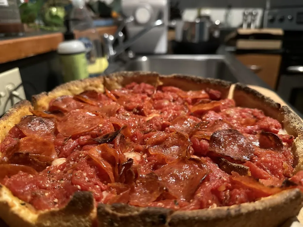 Medium Pepperoni Deep Dish Pizza